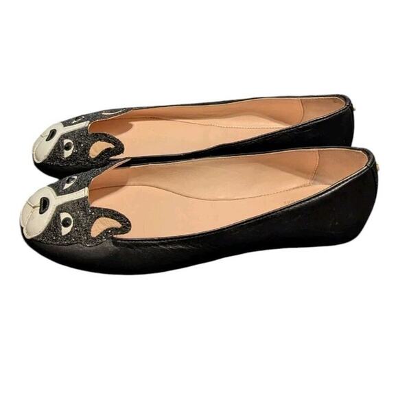 Kate Spade Women’s 8M Black White French Bulldog Boston Terrier Ballet Flats - Picture 8 of 15